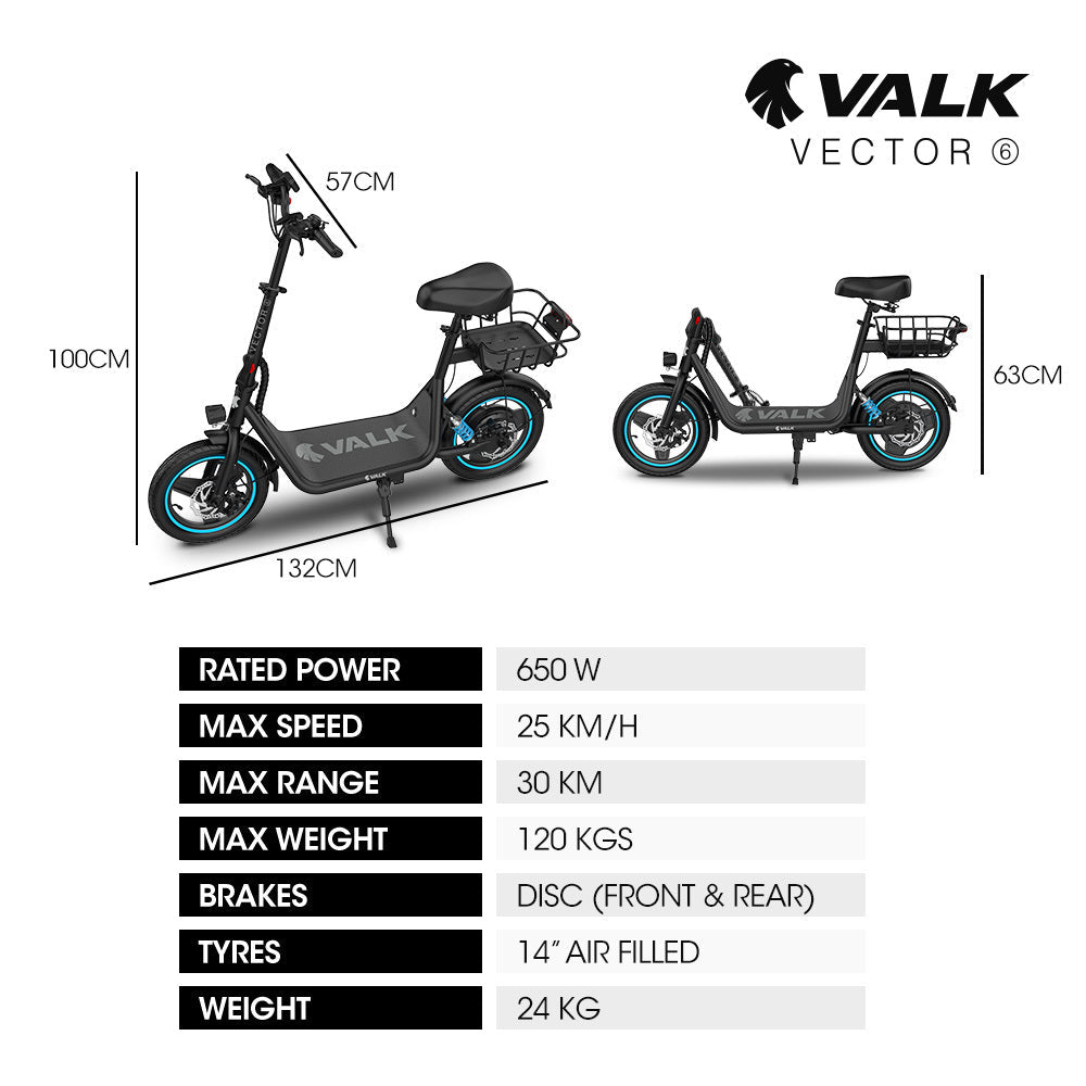 NNEDSZ VALK Electric Scooter with Seat, 30km Range, Disc brakes, 14" Tyres, Motorised eScooter for Adults Teens Commuter