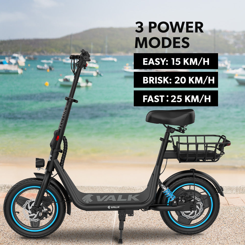 NNEDSZ VALK Electric Scooter with Seat, 30km Range, Disc brakes, 14" Tyres, Motorised eScooter for Adults Teens Commuter